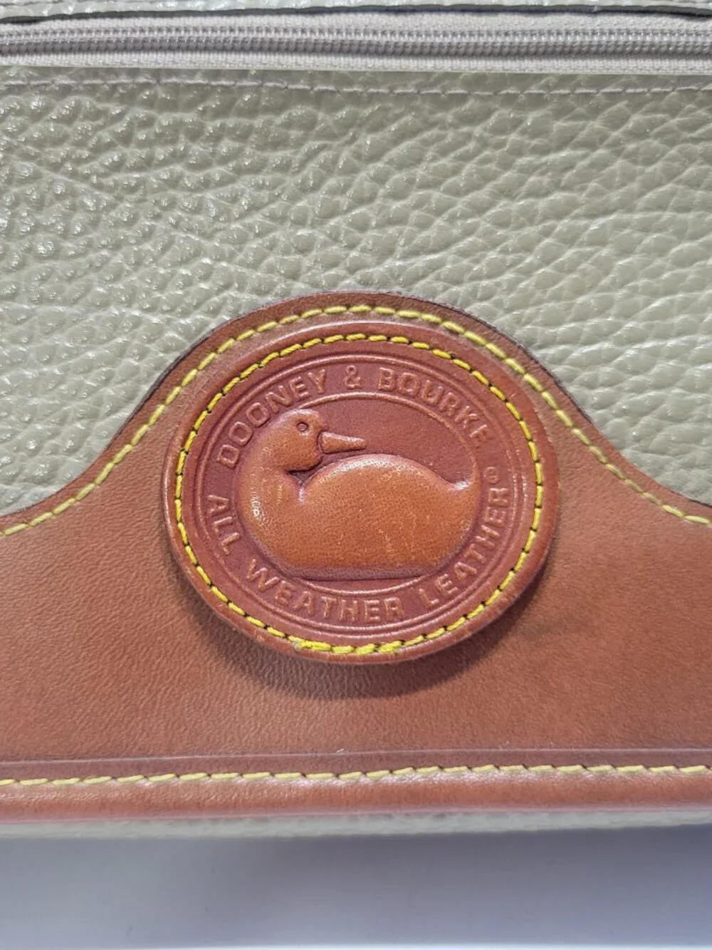 Vintage Dooney & Bourke Pebble Leather Taupe and British Tan Crossbody Purse (No